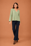 Blusa plissada manga sino verde -1-